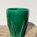 Green art deco ceramic vase