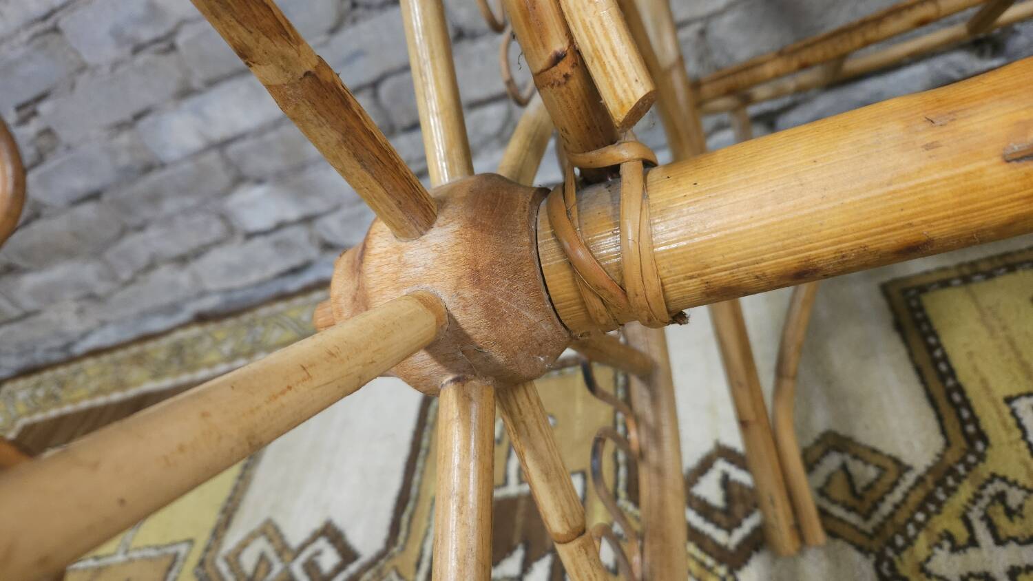 Bamboo and rattan bar cart, 1950