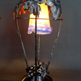 Pair of Wrought Iron Lamps, Vine Theme, Müller Frères, Art Deco, 1925