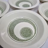 Set of five hollow plates, OpArt, 70s of the faience factory of Gien