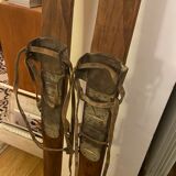 Pair of vintage wooden skis