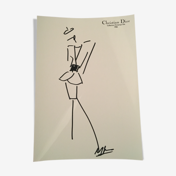 Christian dior, press fashion illustration "spring collection - summer 1986"