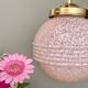 Vintage art deco globe pendant light in pink Clichy glass