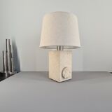 French sculpture lamp in white stone, 60s