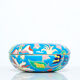 Large round box turquoise blue Art Deco Emaux de Longwy 1950