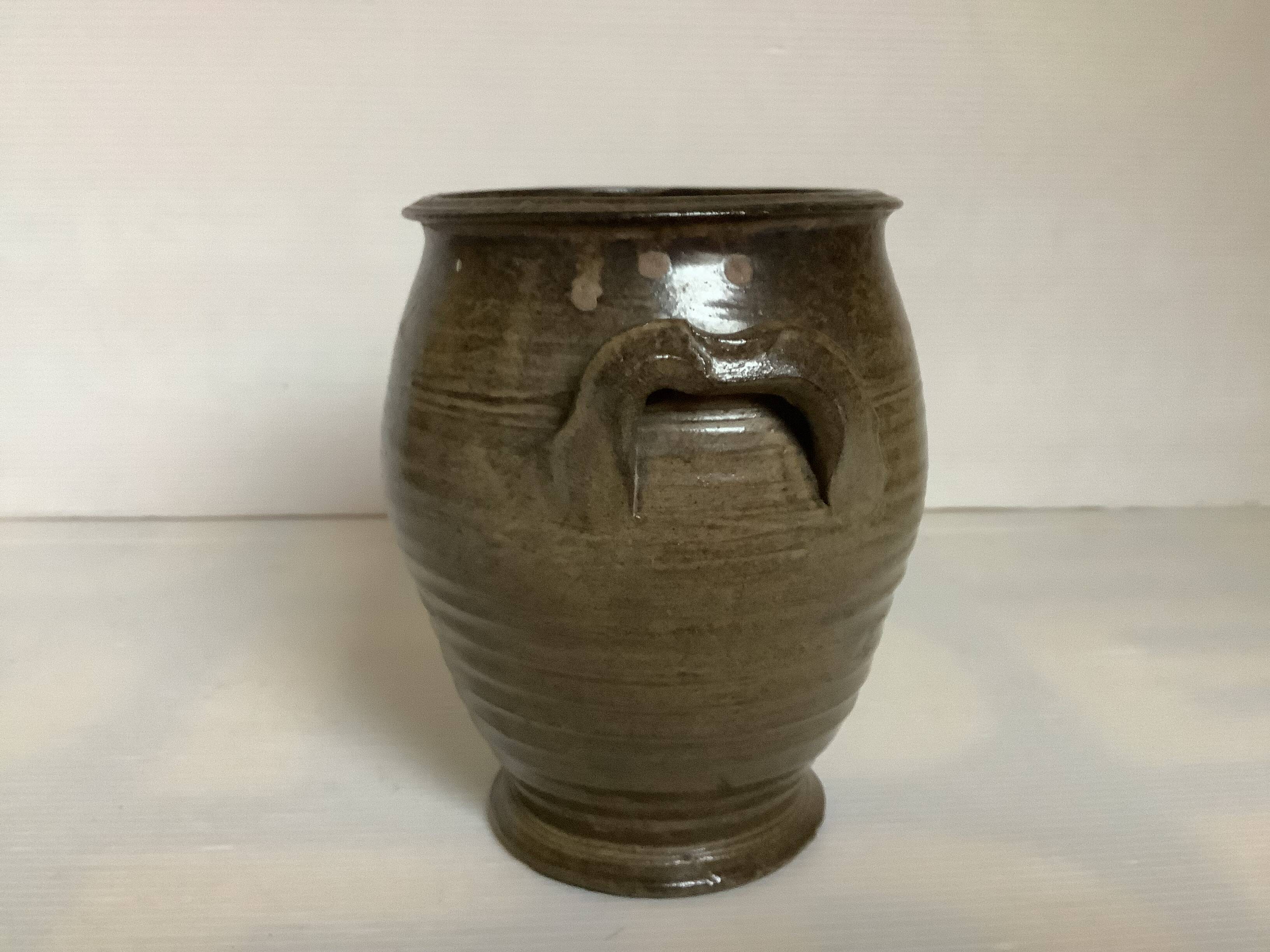 Brown ceramic vase jar