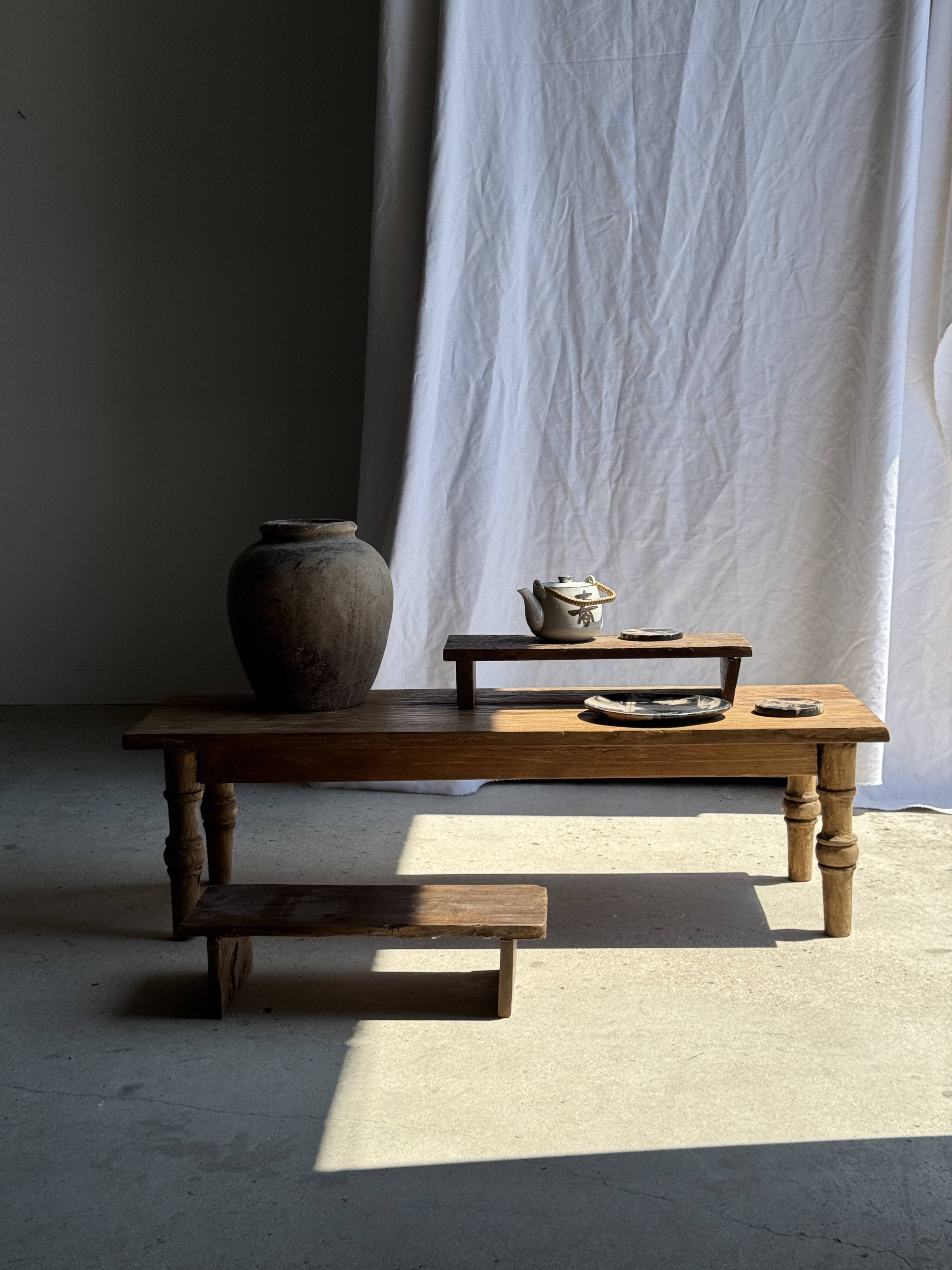 Small low bench in old teak from Indonesia H14 L50