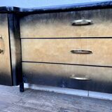 Enfilade look scandinave 1960 vintage bi couleur - vintage - pieds fuseaux