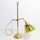 Brass and glass swan neck lamp