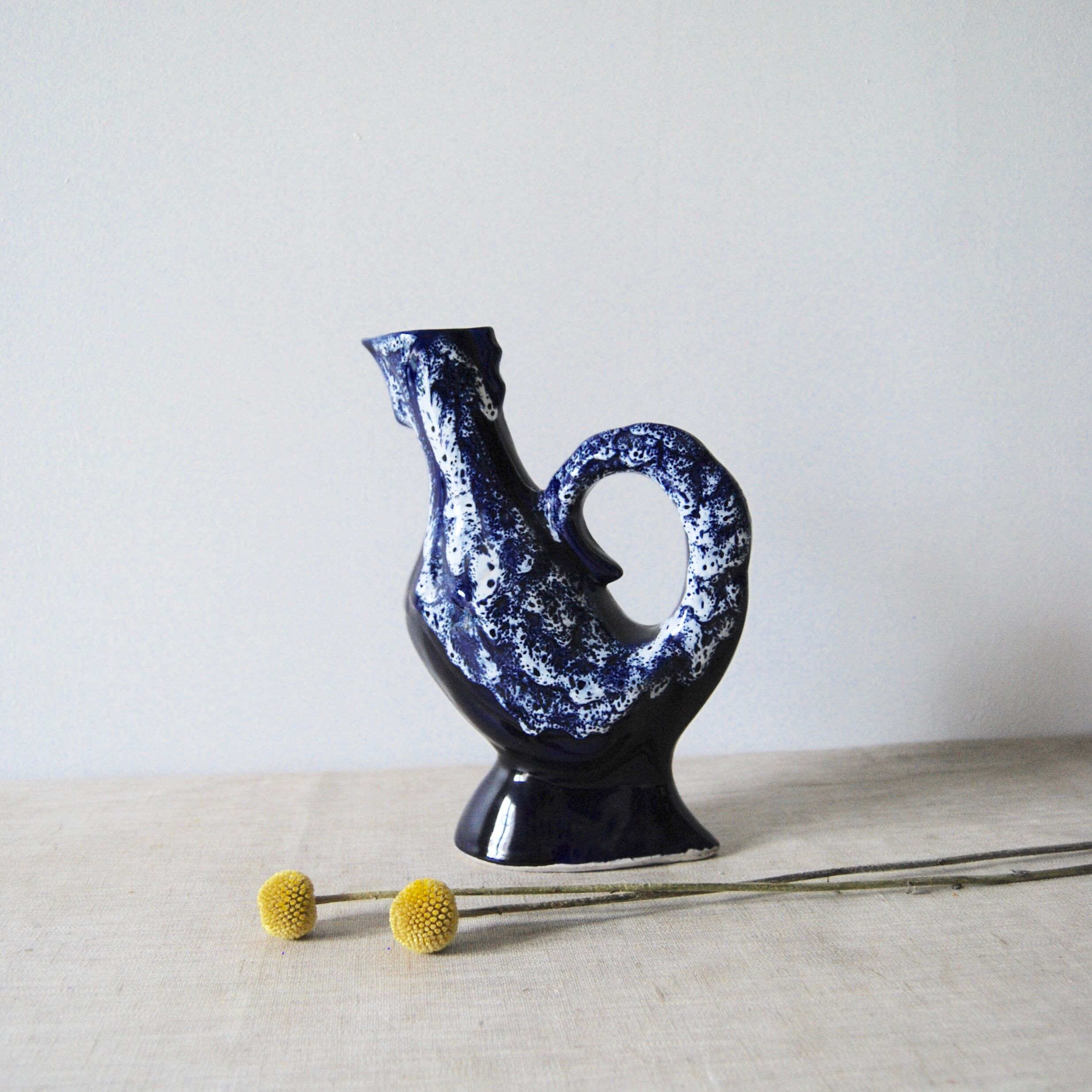 Blue white vase Vallauris