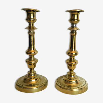 Pair of brass candlesticks