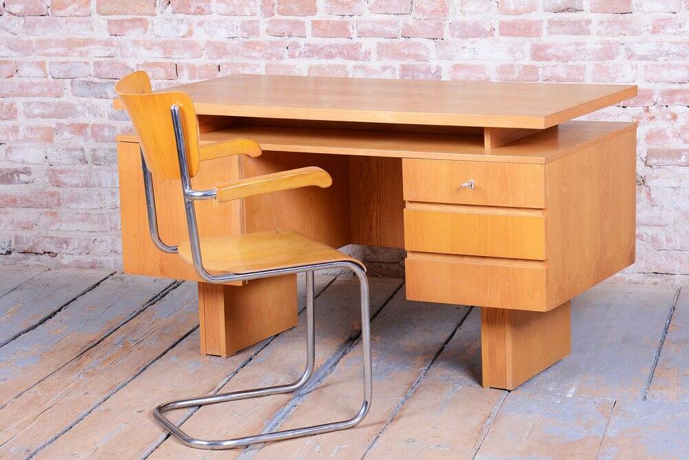 Mid-Century Ash Writing Desk, Czechoslovakia, 1960s