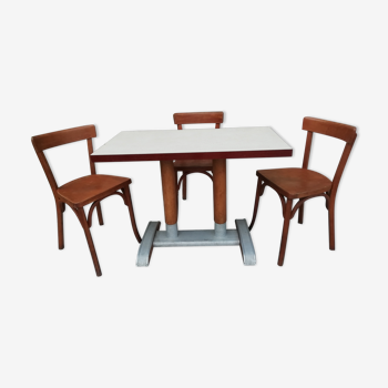 Bistro table and 3 Baumann chairs