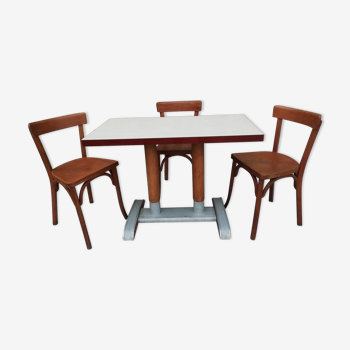 Table bistrot et 3 chaises Baumann
