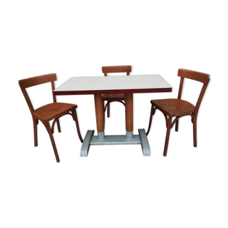 Bistro table and 3 Baumann chairs