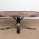 Coffee table in lava stone, ceramic and steel by Jean Jaffeux 1960.