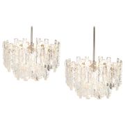 Glass ice Murano chandeliers by Kalmar, Austria, 1960s
