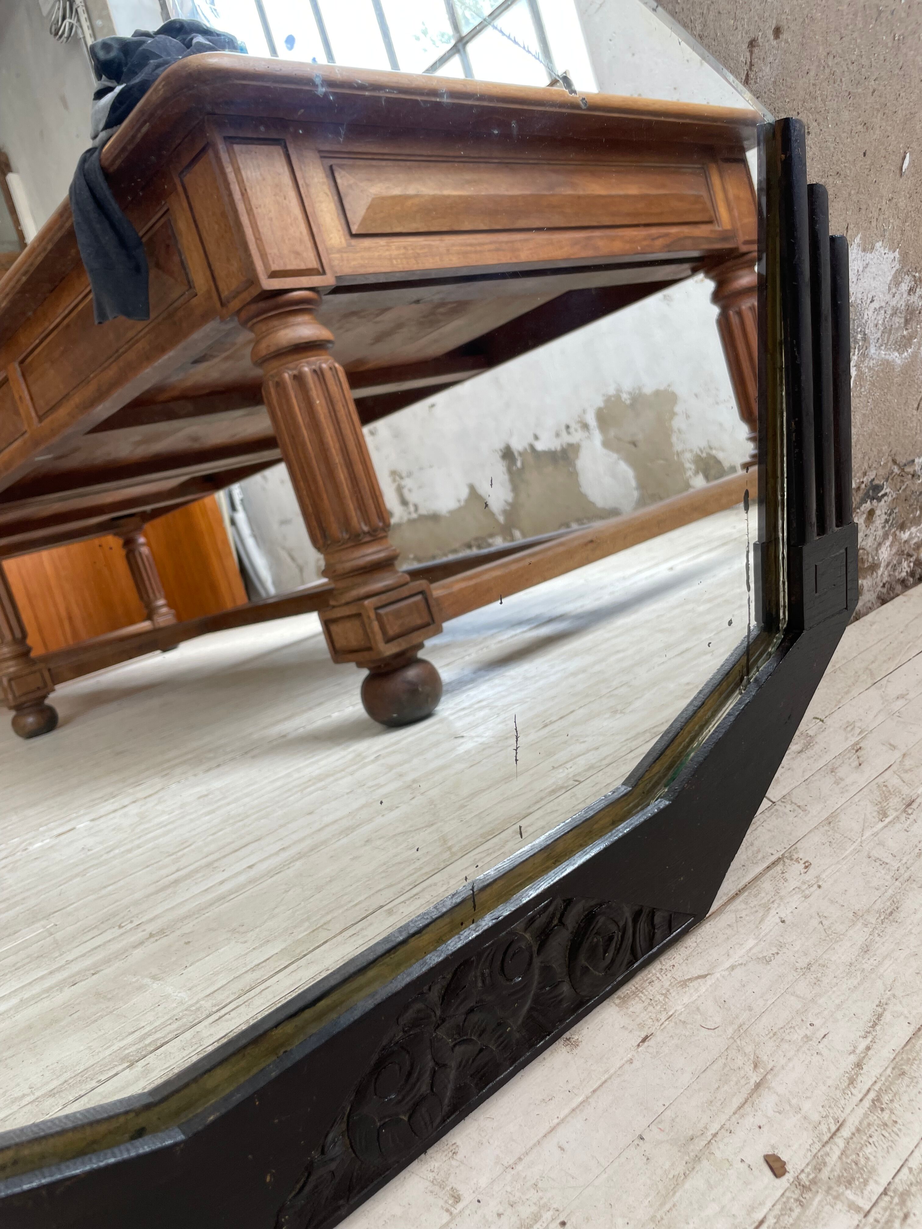 Black art deco mirror 65x46cm