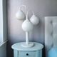 Lampe de table en métal blanc vintage avec 3 boules de lanterne, années 80