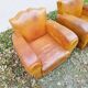 Paire de fauteuils club Moustache vintage cuir fauve