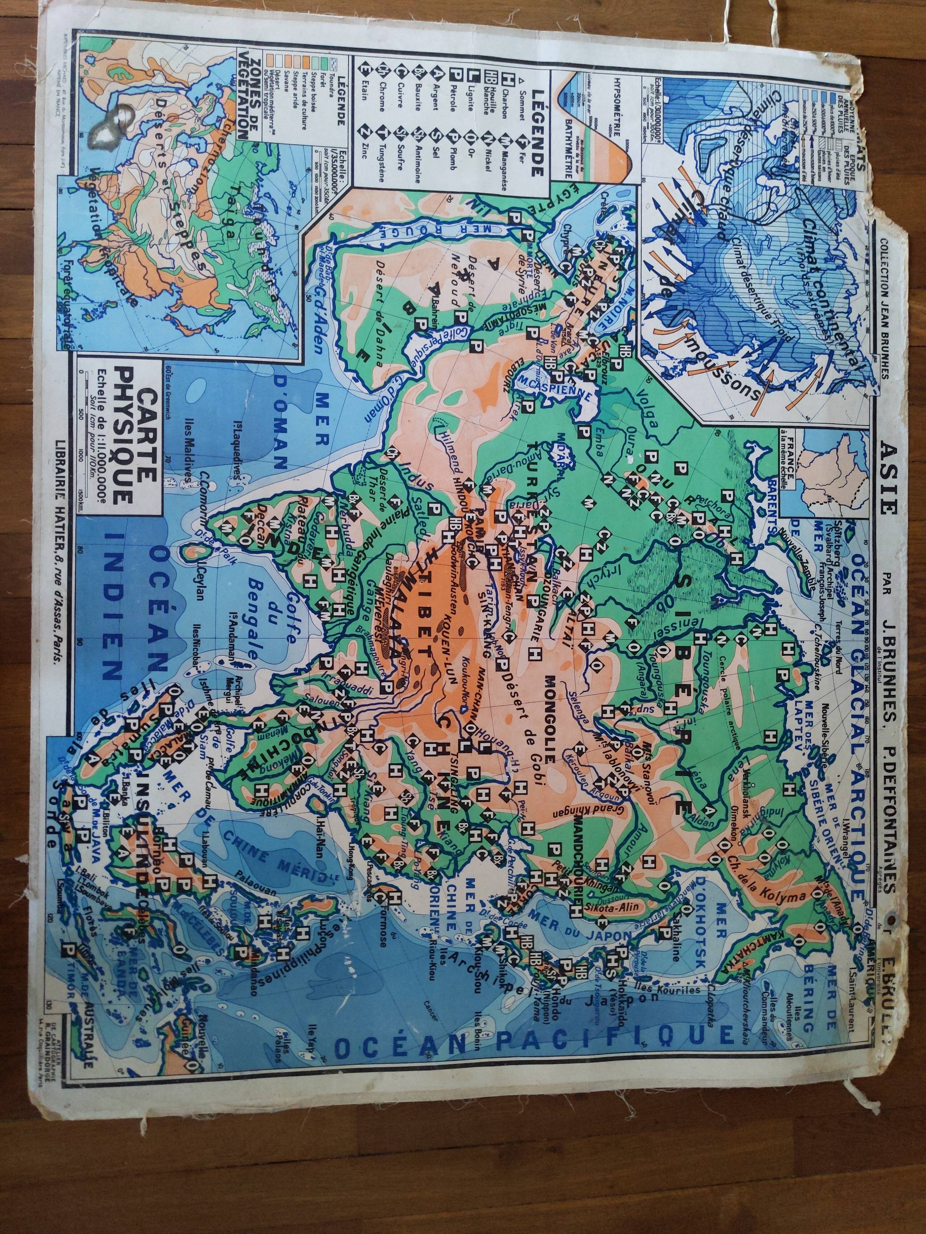 Old map Hatier Asia lablache vidal