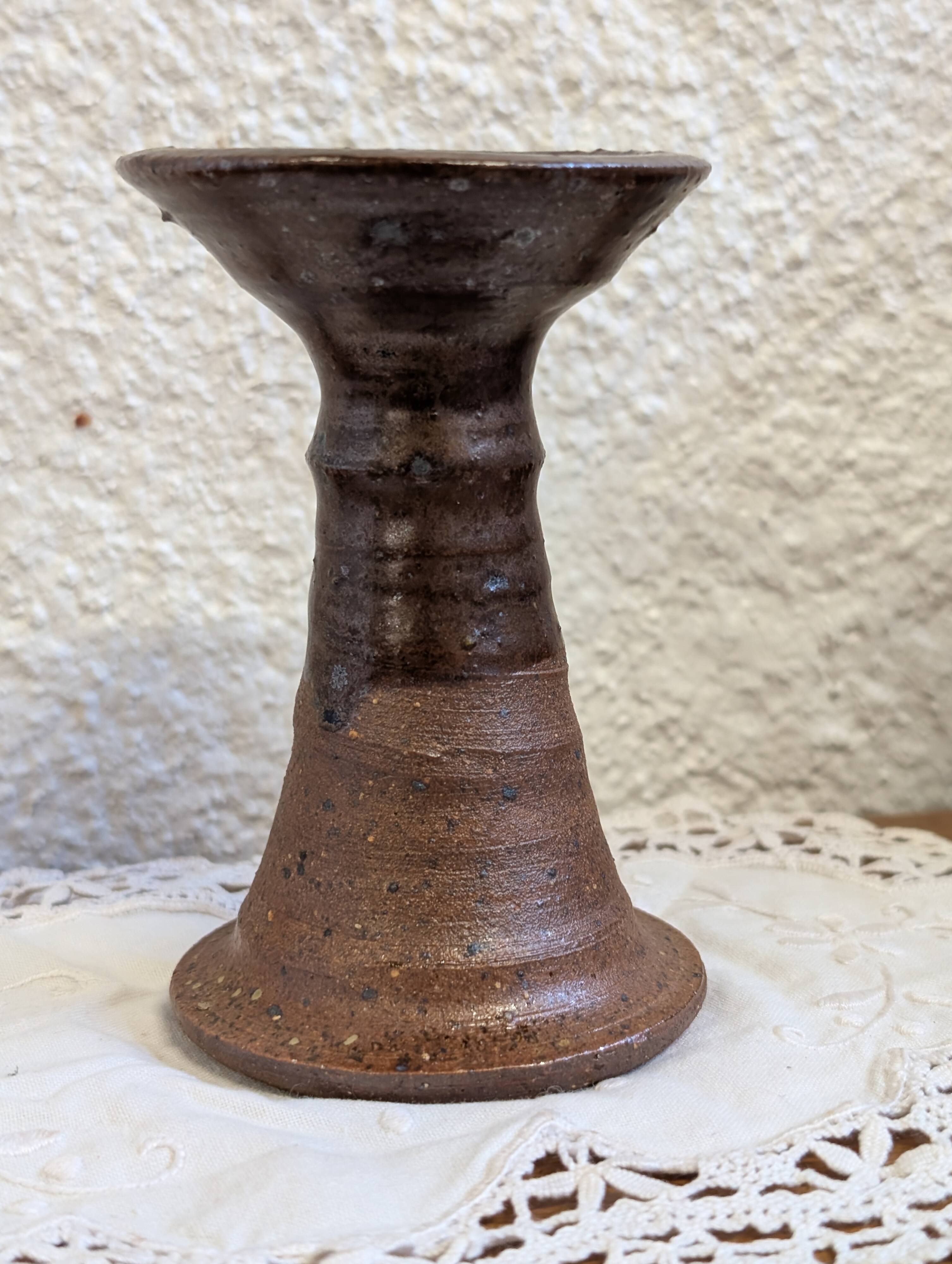 Vintage stoneware candlestick