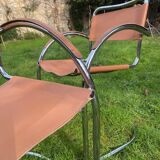 Pair of chrome armchairs, vintage circa 70