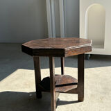 Pedestal table or small octagonal side table quadripod base with modernist spacer