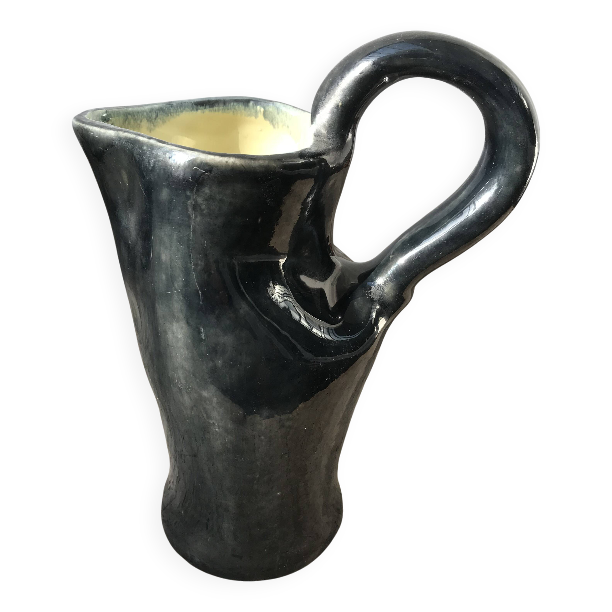 French vase, black outside yellow inside