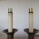 Pair of hammered raw steel and leather lamps 40 50s