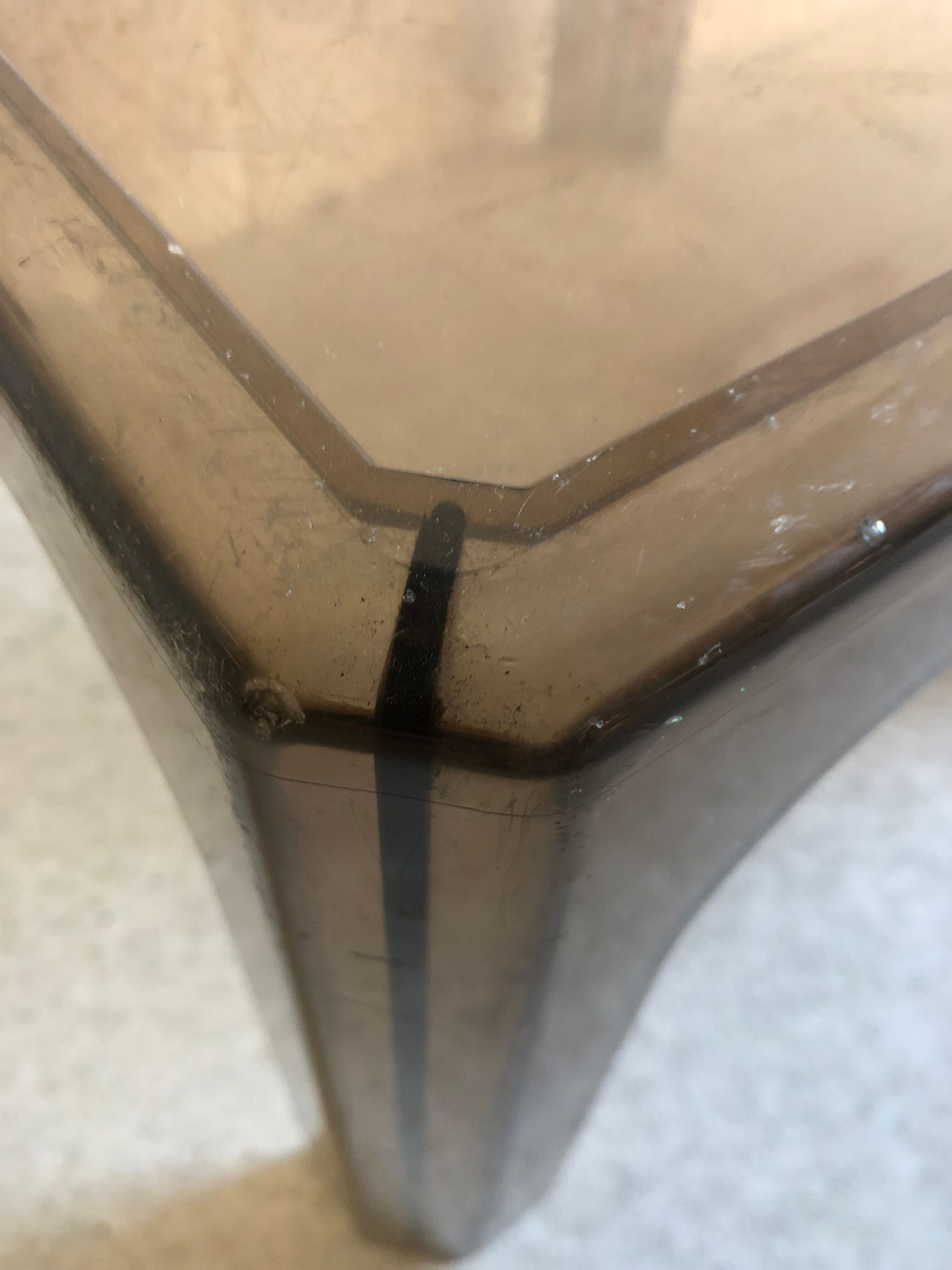 Smoked plastic coffee table 70s
