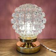 Vintage globe table lamp in molded glass