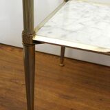 Small Regency-style side table, gold, glass & marble, 1970s.