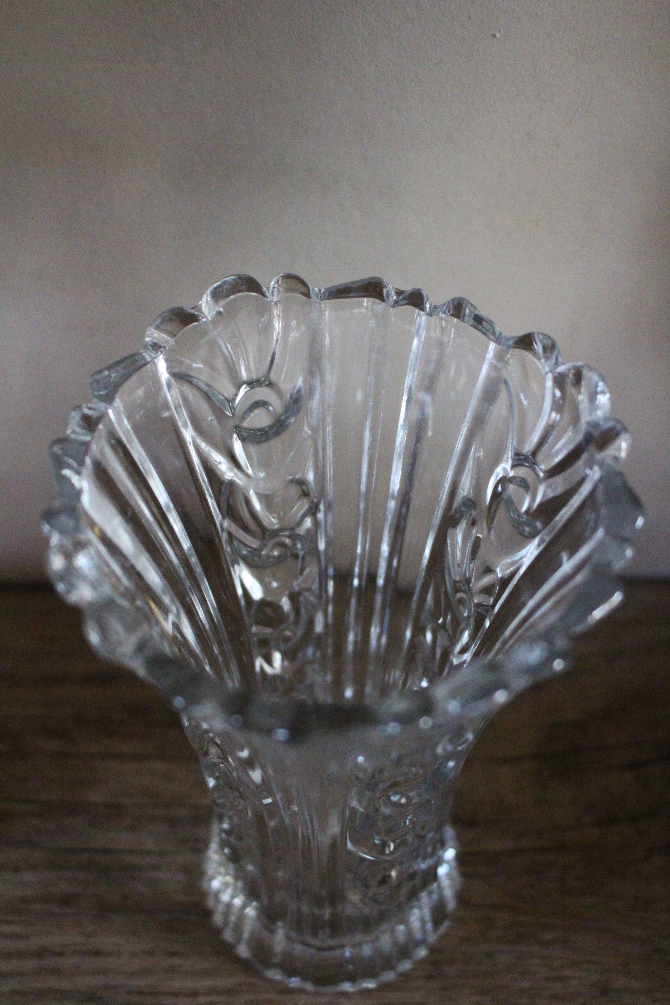 Art Nouveau cut glass vase with flowers
