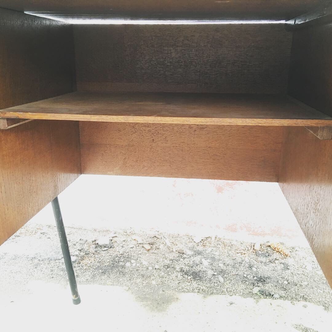 Modernist desk compass feet with drawer box