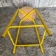 Vintage Industrial Stool Yellow Metal Tube + Wooden Seat