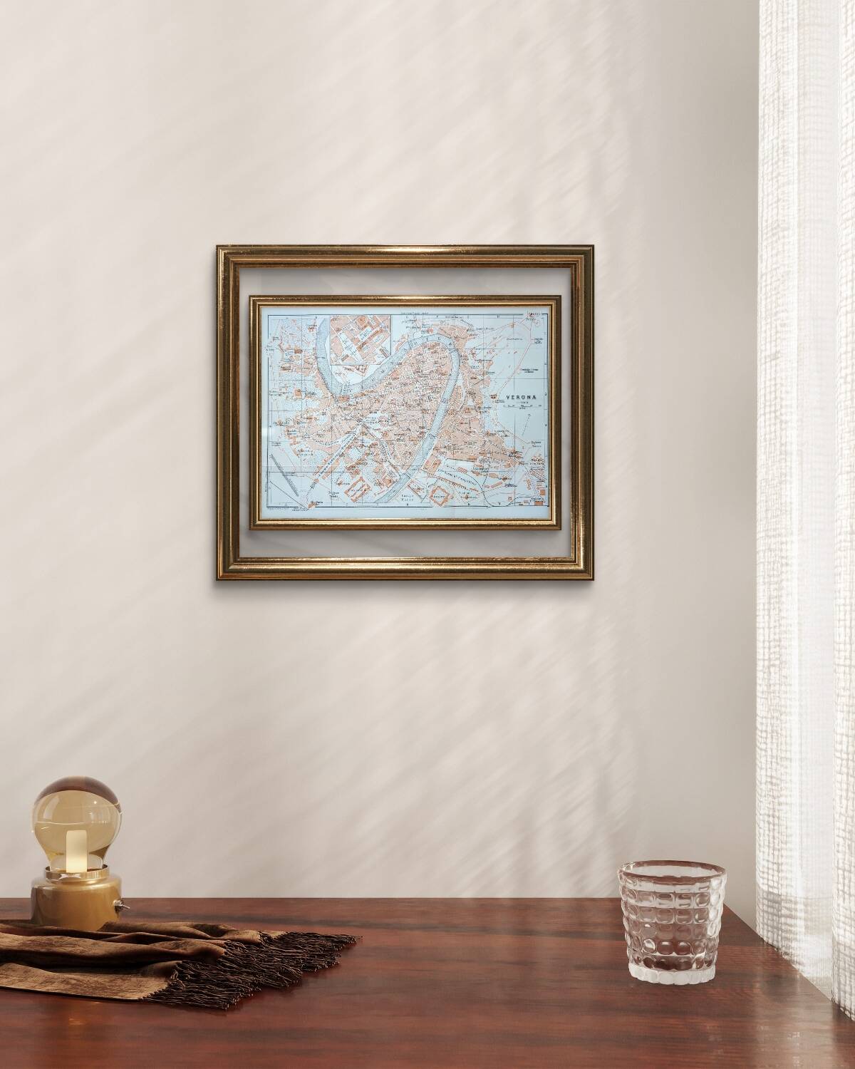 Printed in 1909, map of Verona (Verona), Veneto, Italy.