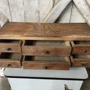 Old Furniture Workshop Hanging 3 Lockers + 6 Drawers Vintage Wood