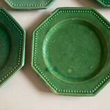Set of 5 octagonal plates glazed clay beads 1950