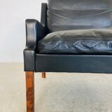 Canapé 2 personnes G. Thams vintage rétro danois du milieu du siècle en cuir noir