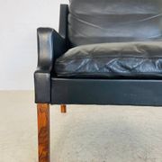 Vintage retro Danish mid-century G. Thams 2 person sofa in black leather