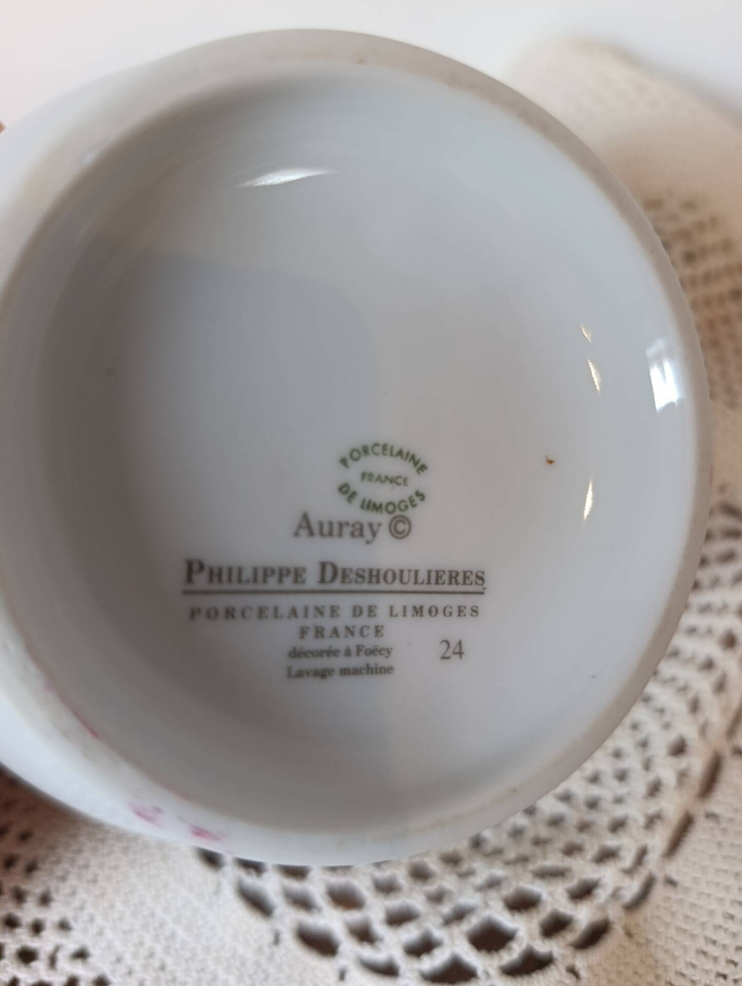 sugar bowl porcelain Limoges Philippe Deshoulières model Auray
