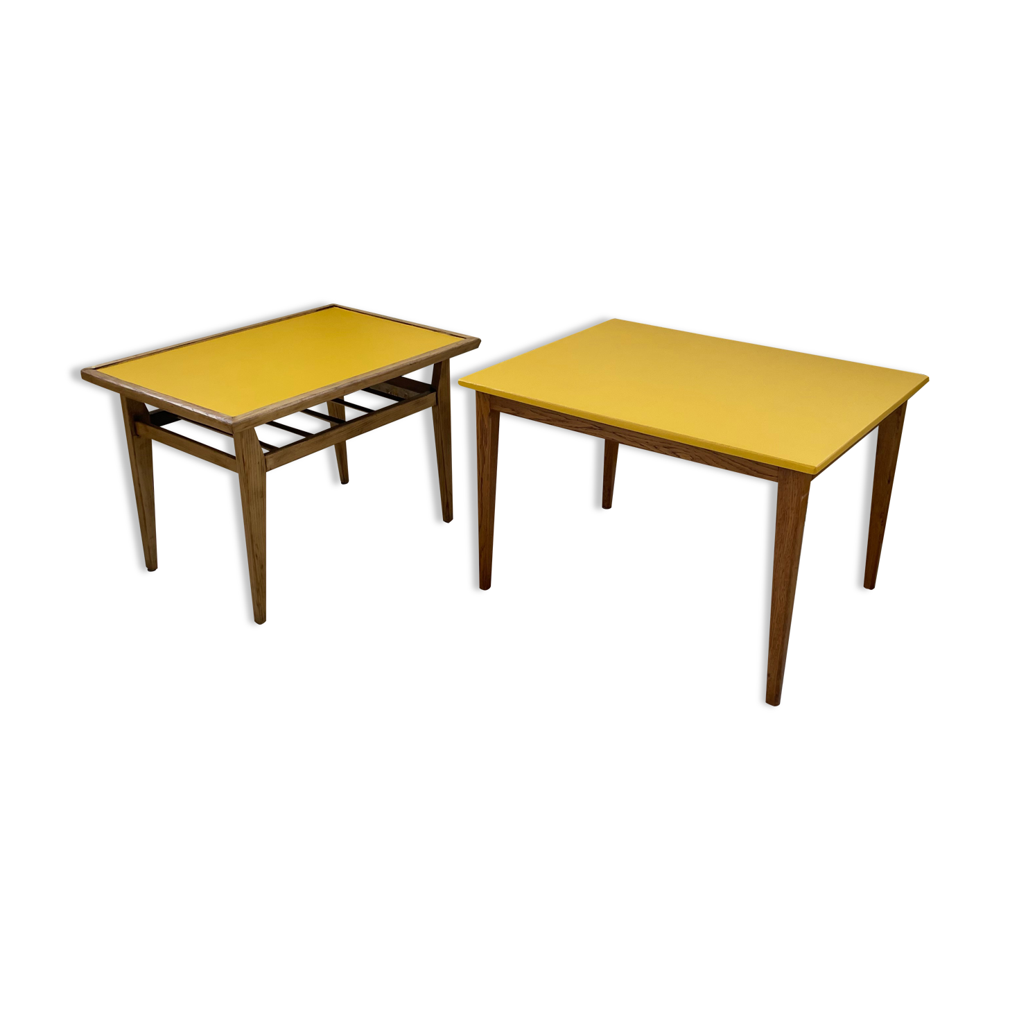 Duo de tables basses bois jaune