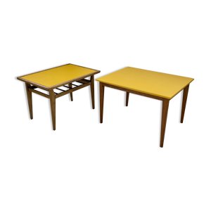 Duo de tables basses bois jaune