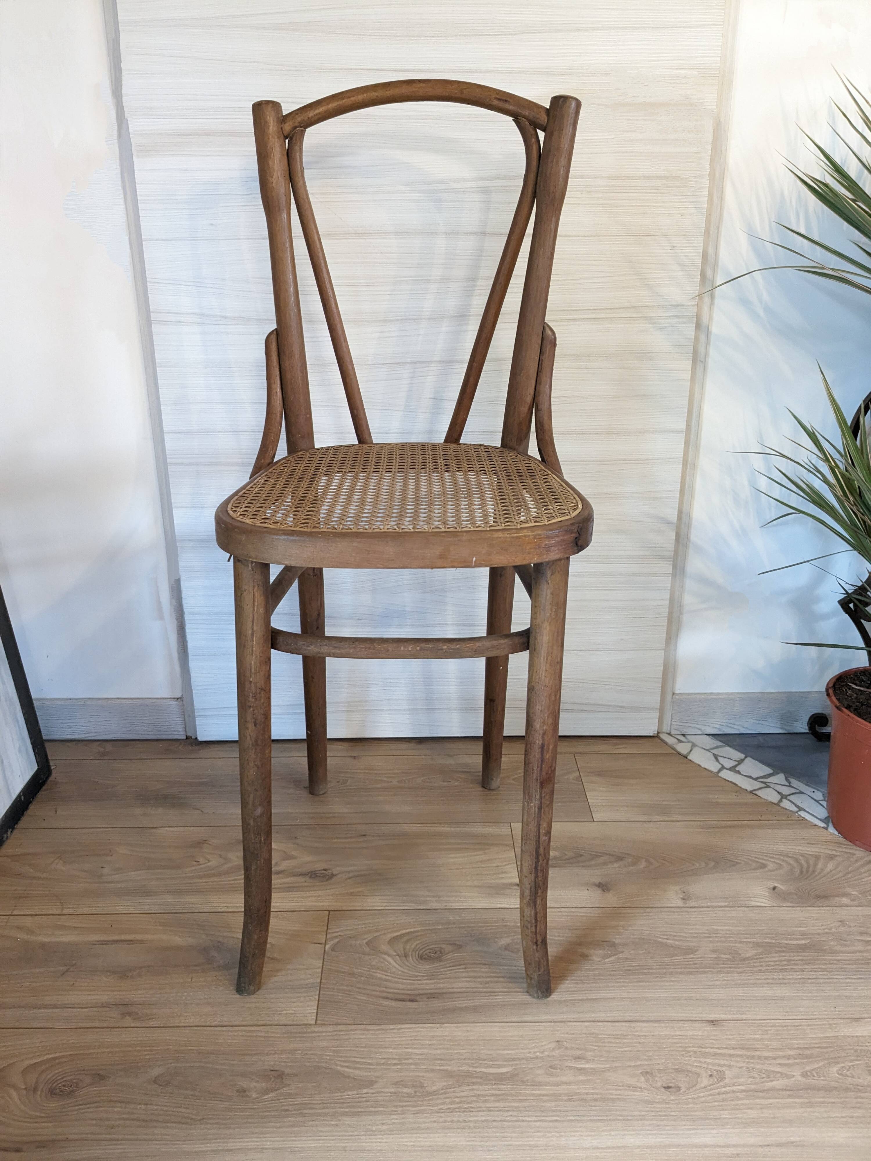 High cane bistro chair and curved wood