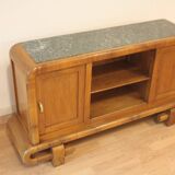 Art Deco Walnut TV Stand, 1950s, Mid-Century Modern Style