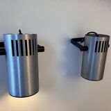 Pair of adjustable wall lights, brushed metal, France 1970