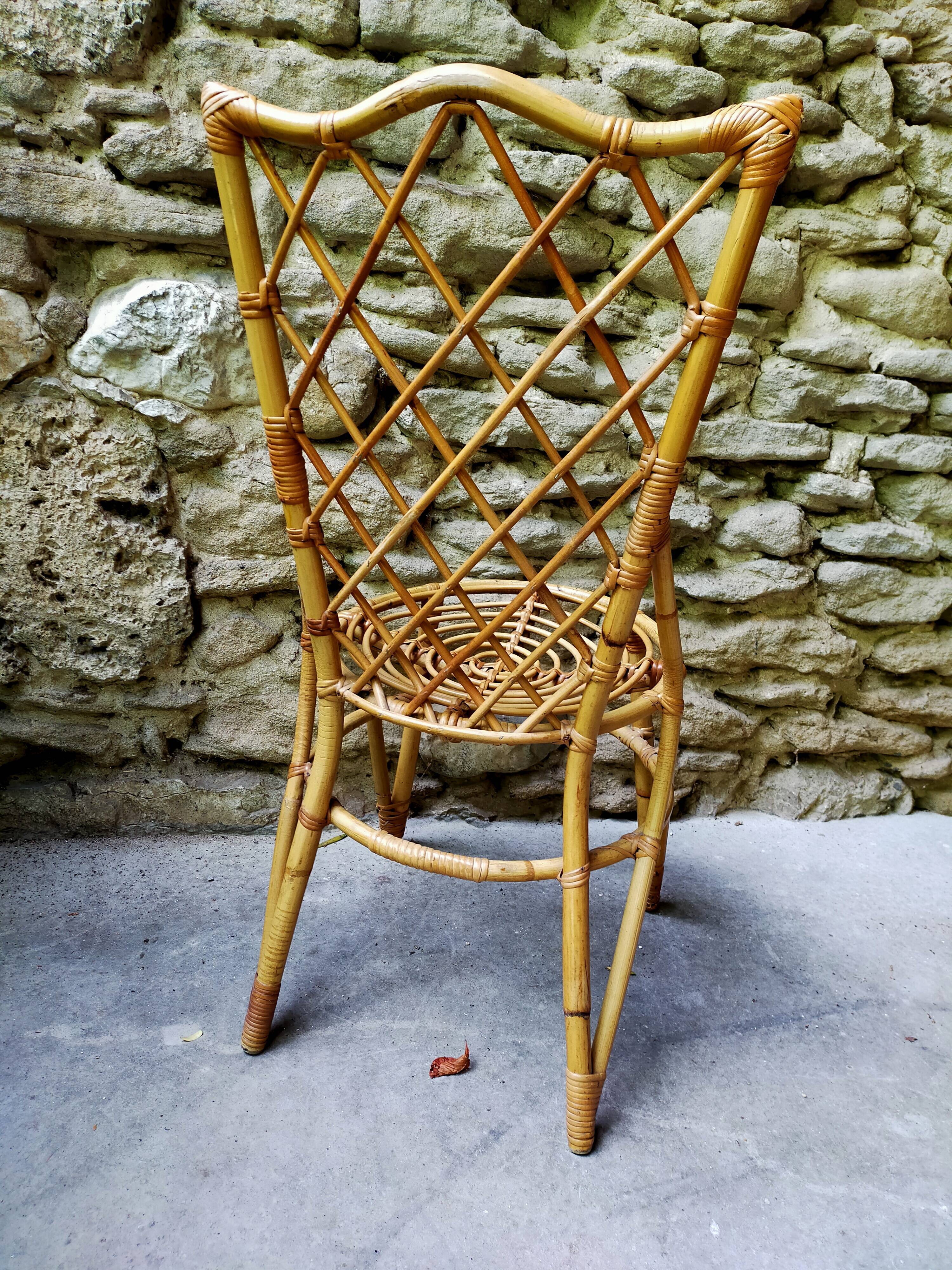 Suite of 4 chairs in rattan Louis Sognot