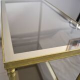 Side table, gold brass, smoked glass, 70s.