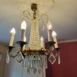 6-light hot air balloon chandelier with crystal pendants, late 19th century